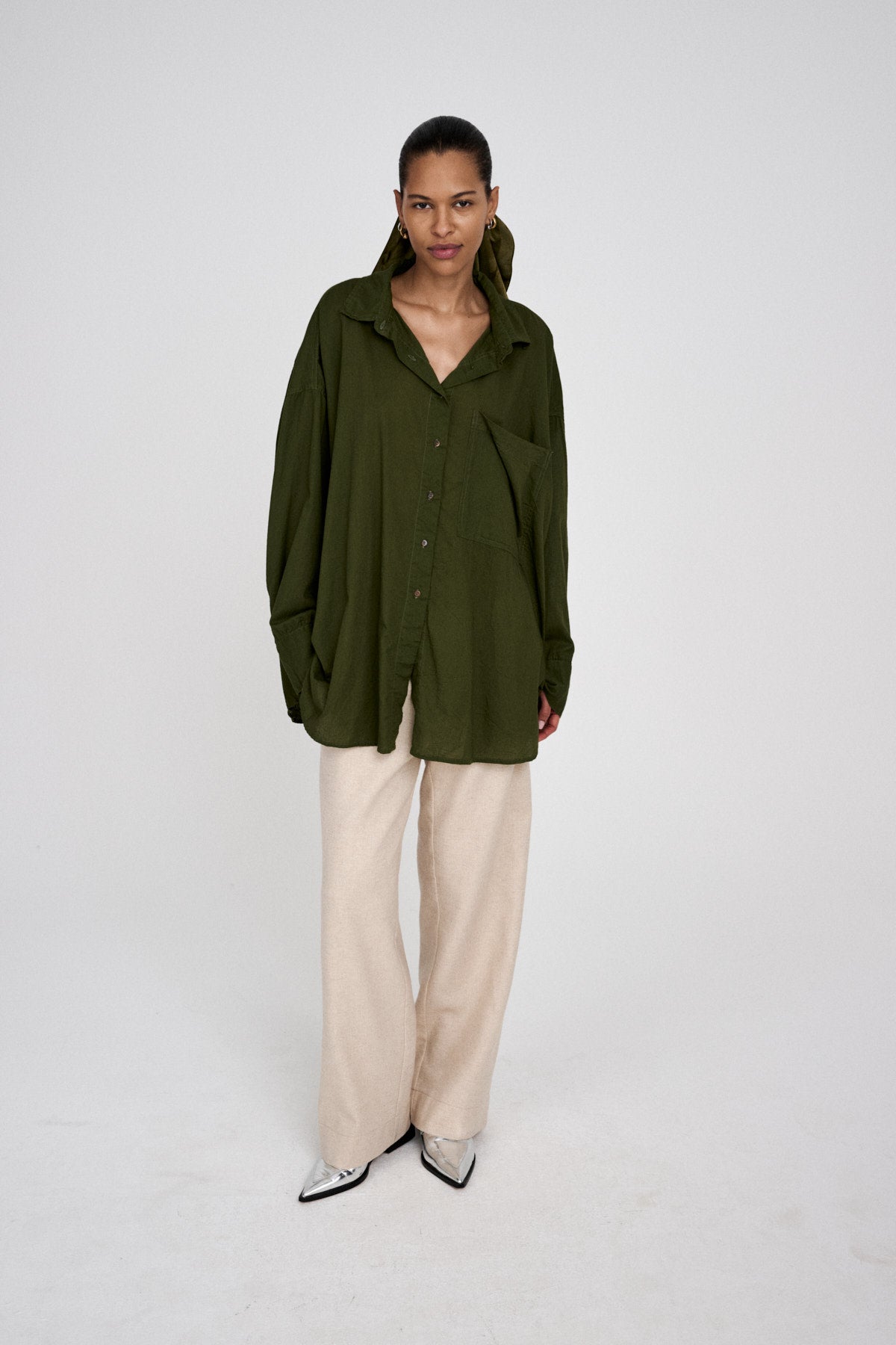Noah - Cotton oversized shirt I Army Green 1 - Rabens Saloner
