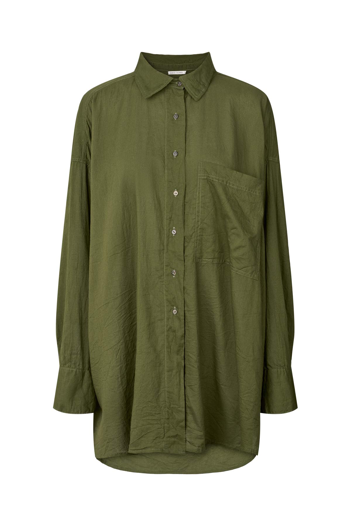 Noah - Cotton oversized shirt I Army Green Army Green XS/S 4 - Rabens Saloner