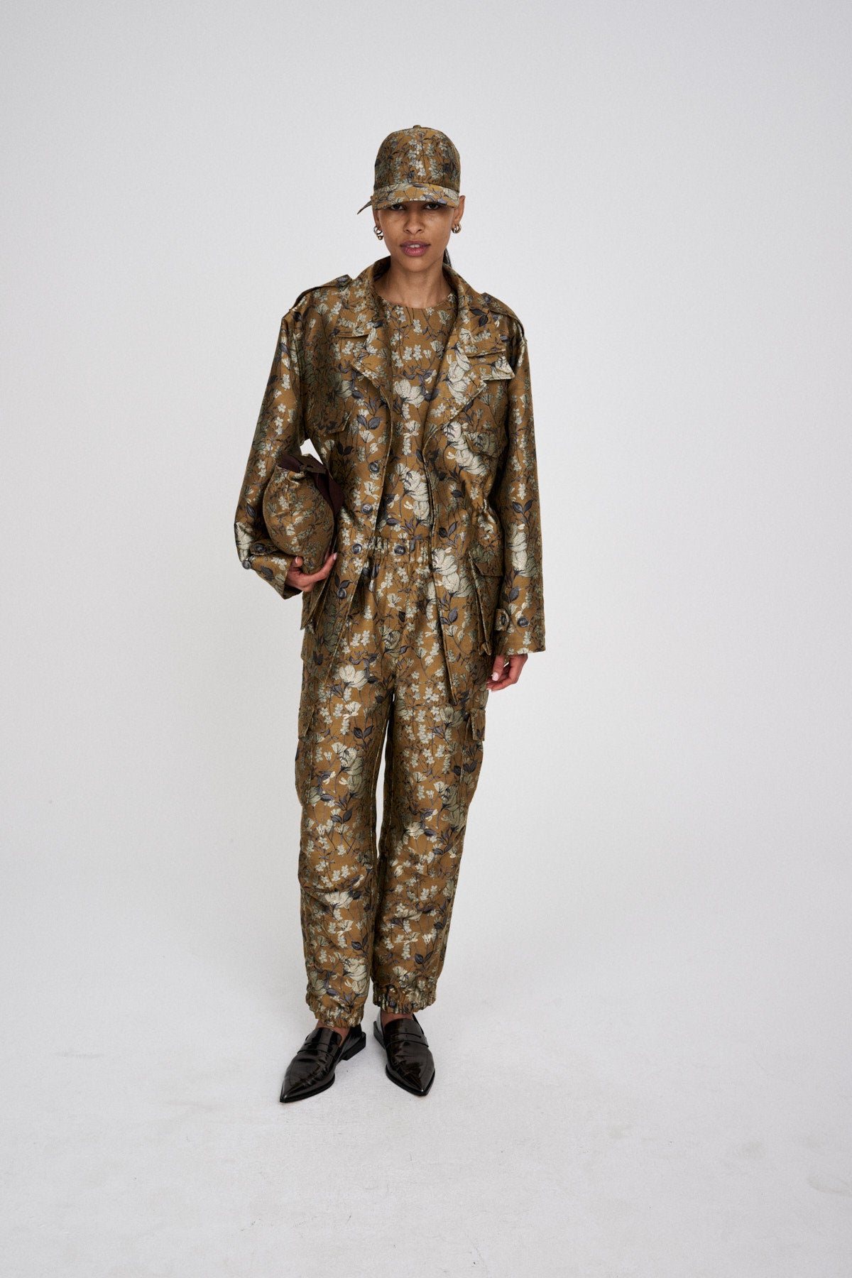 Achola - Ottoman jacquard cargo pants I Golden combo 2 - Rabens Saloner