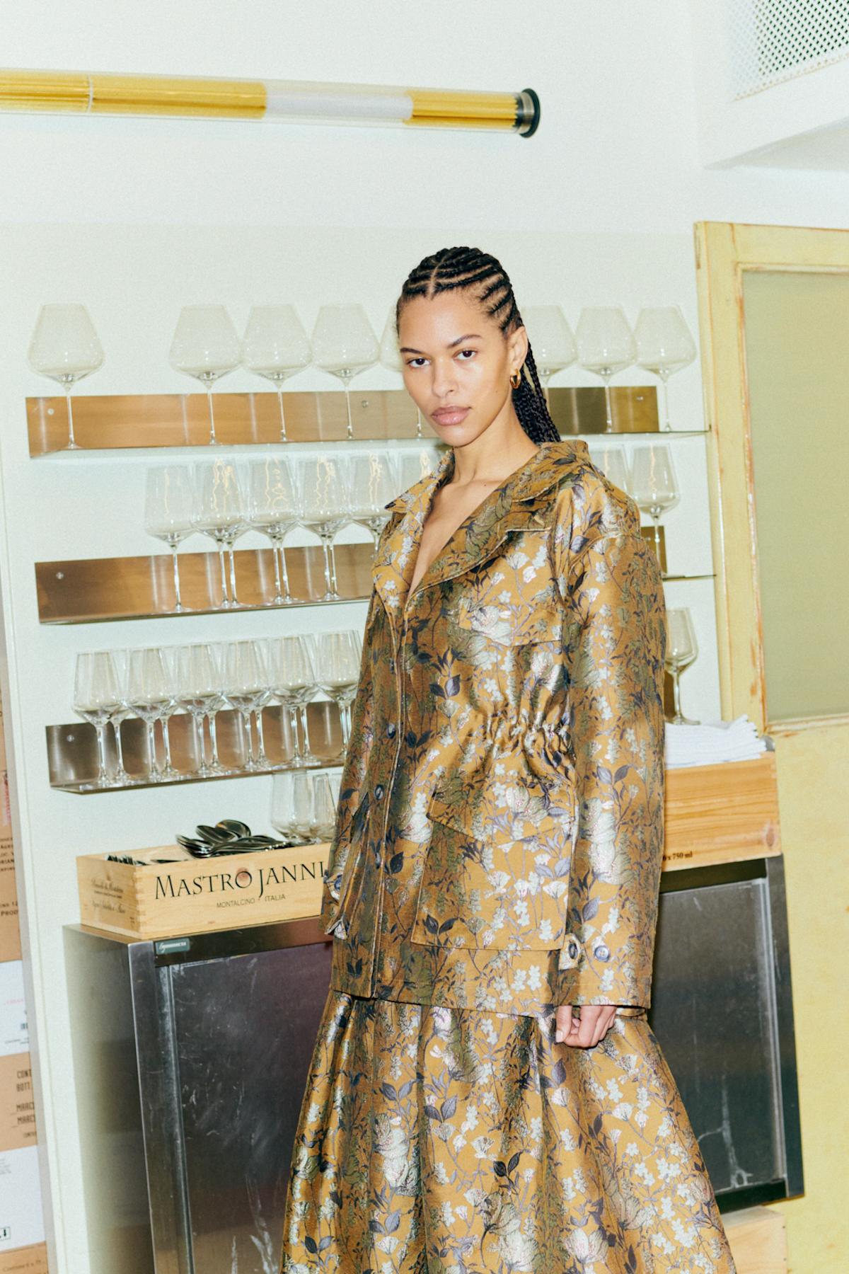 Feodora - Ottoman jacquard jacket I Golden combo 2 - Rabens Saloner