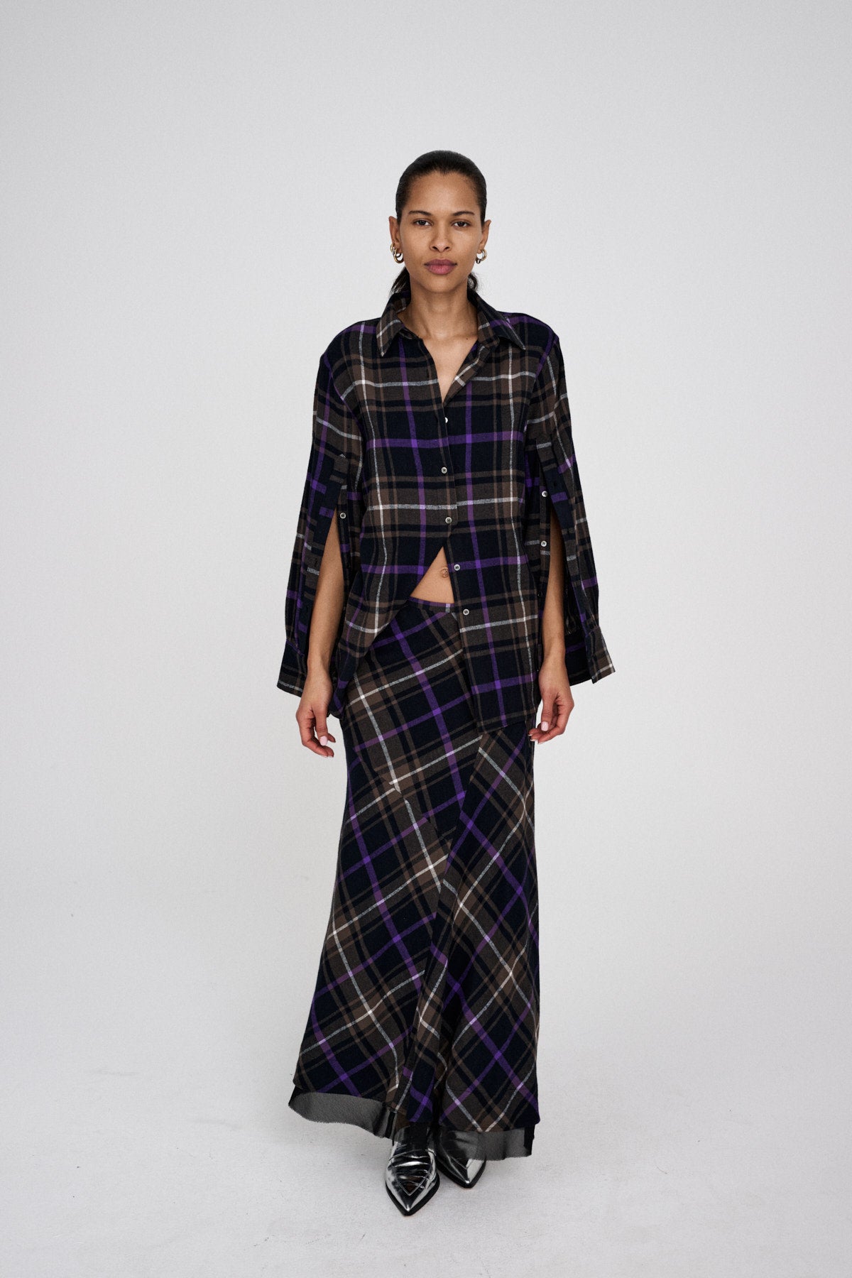 Anemone - Giant check insert skirt I Purple check combo