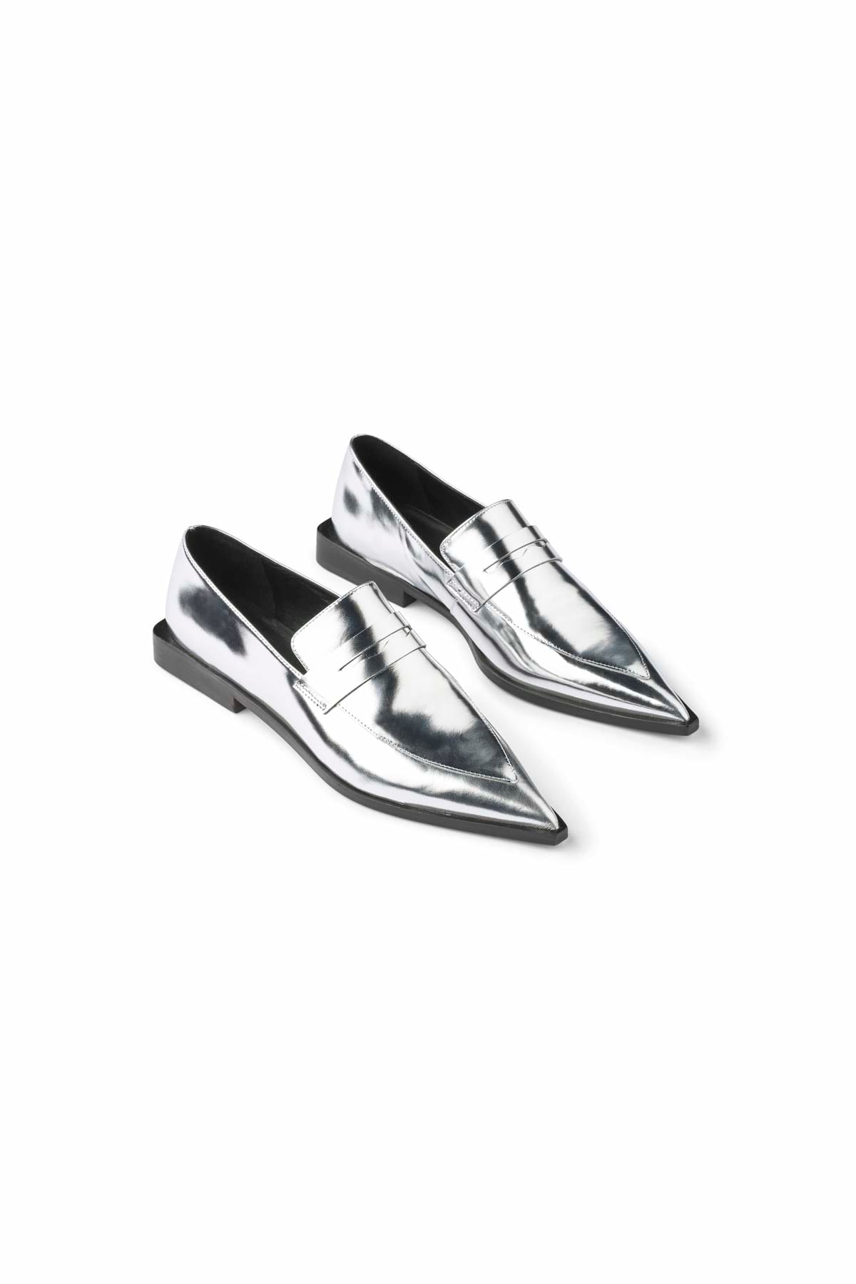 Nolia - Pointy loafer shoe I Metallic silver Metallic silver 36 1 - Rabens Saloner