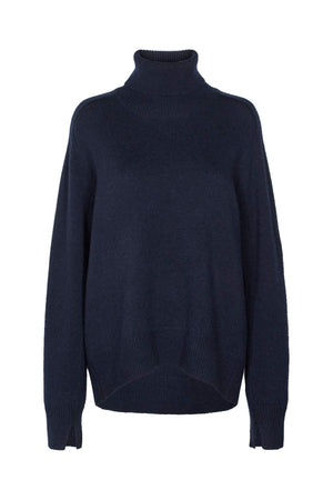 Celly - Pure wool roll neck sweater I Navy Navy XS 1 - Rabens Saloner