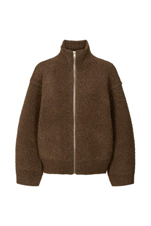 Sigal - Sheep knit high collar jacket I Dark brown Dark brown XS 4 - Rabens Saloner