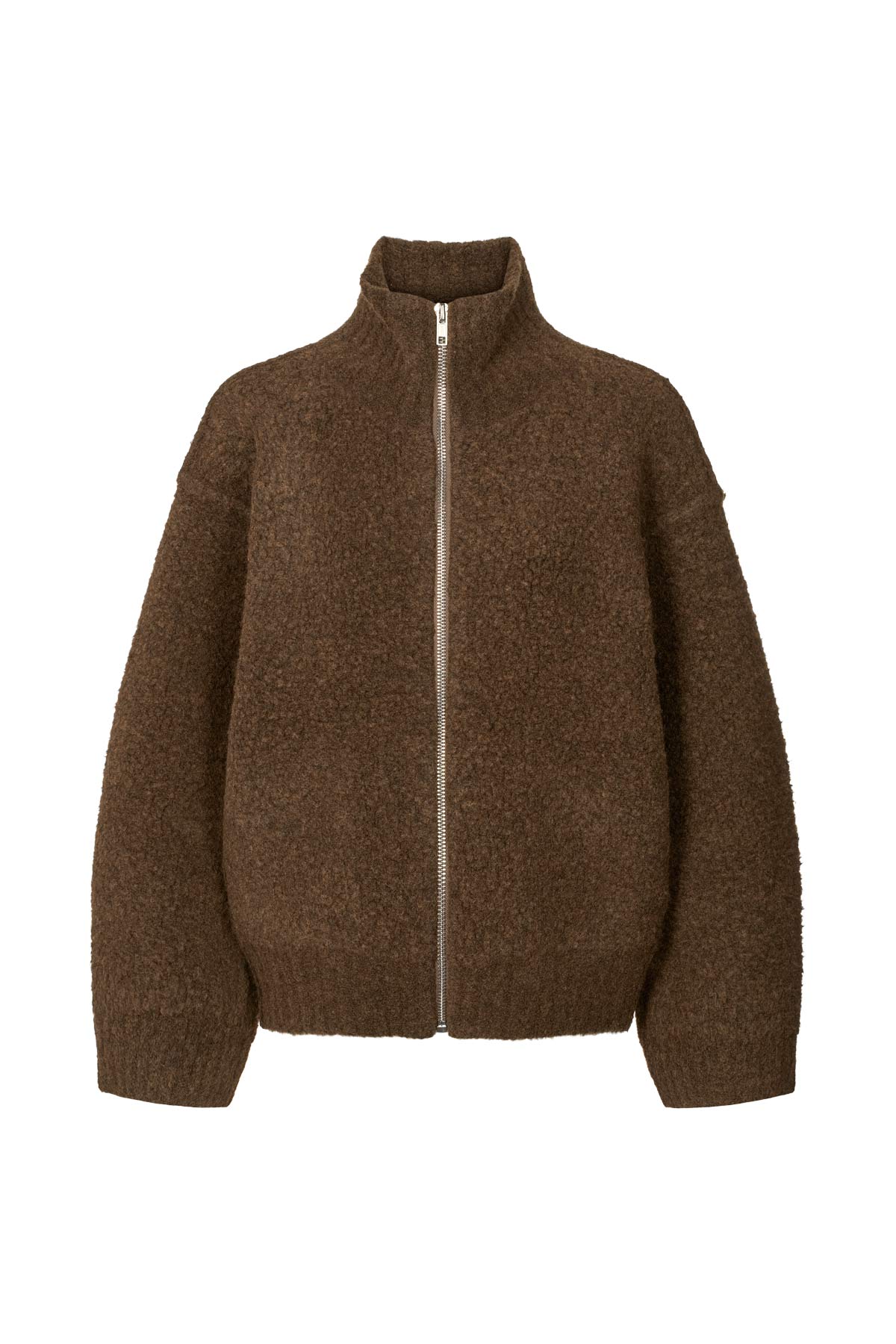 Sigal - Sheep knit high collar jacket I Dark brown Dark brown XS 4 - Rabens Saloner