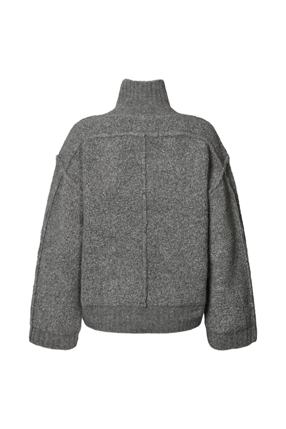 Sigal - Sheep knit high collar jacket I Grey melange 2 - Rabens Saloner