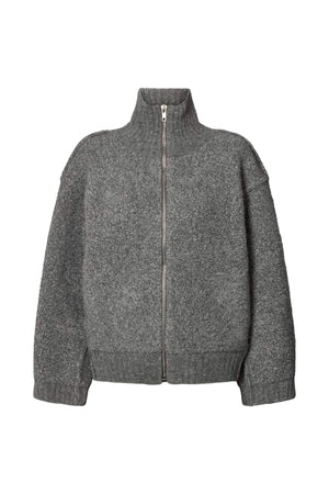 Sigal - Sheep knit high collar jacket I Grey melange Grey melange XS 1 - Rabens Saloner