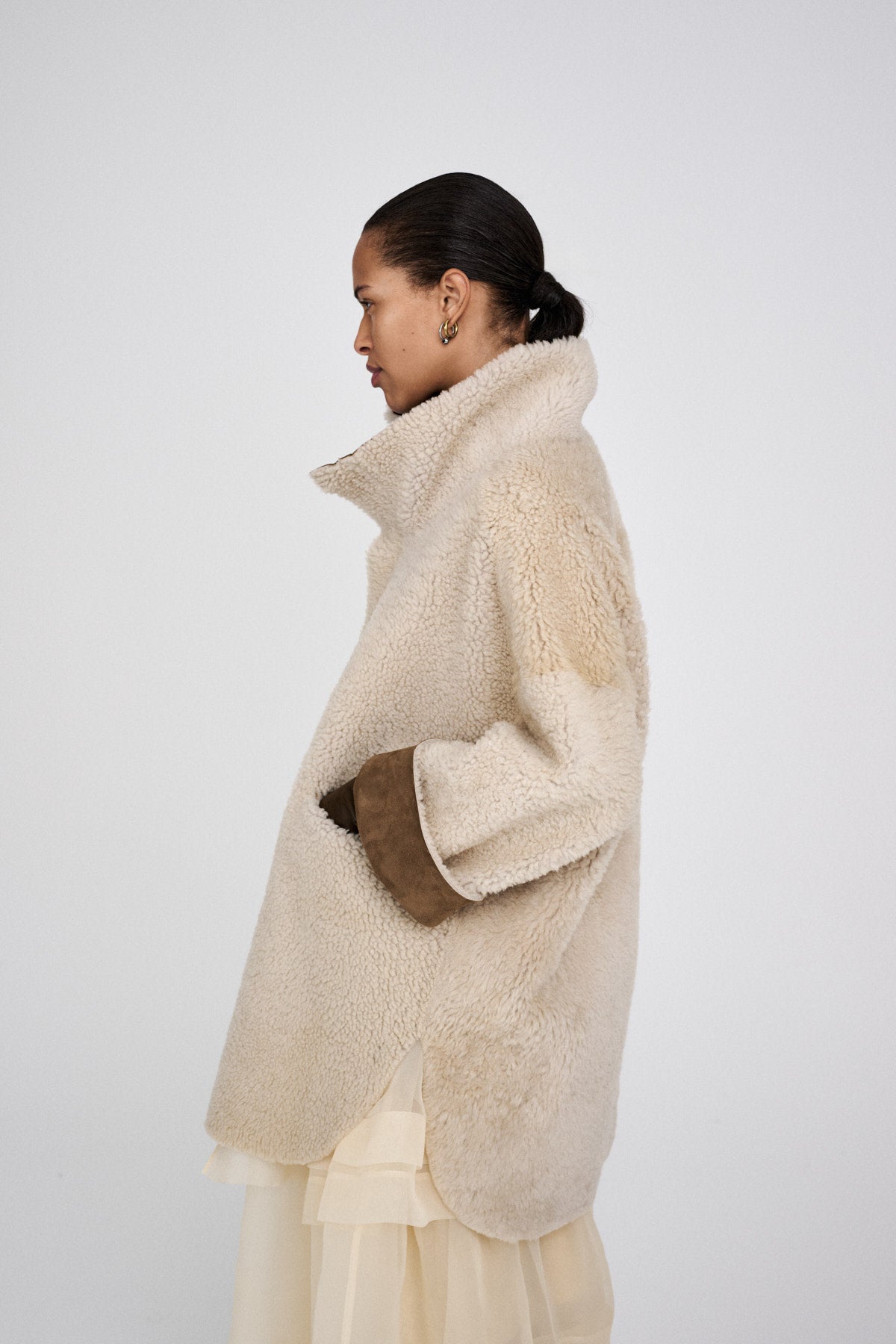 Ejsa - Shearling coat I Dark brown natural combo 5 - Rabens Saloner