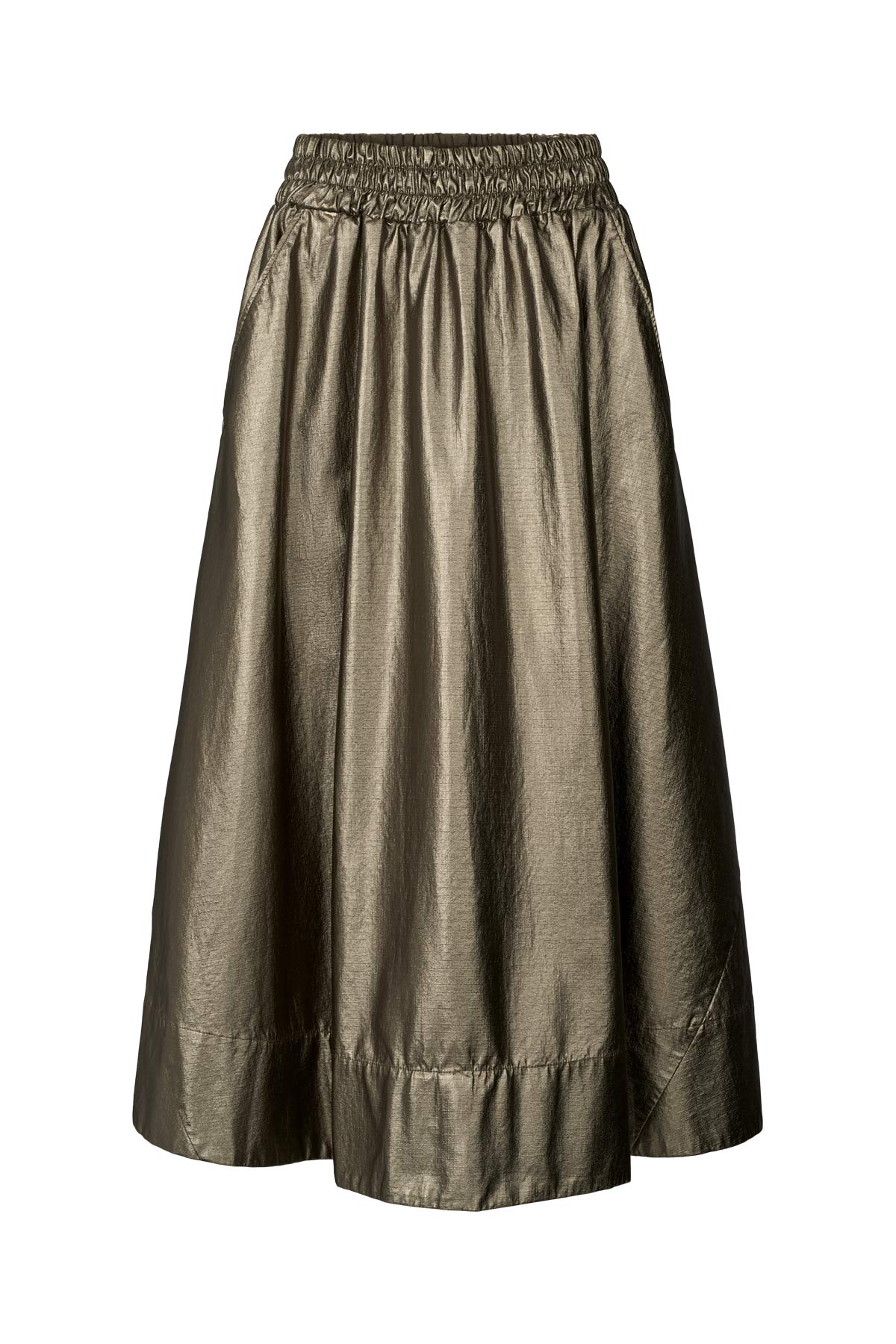 Ottavia - Foiled ripstop full skirt I Metallic olive Metallic olive XS 6 - Rabens Saloner