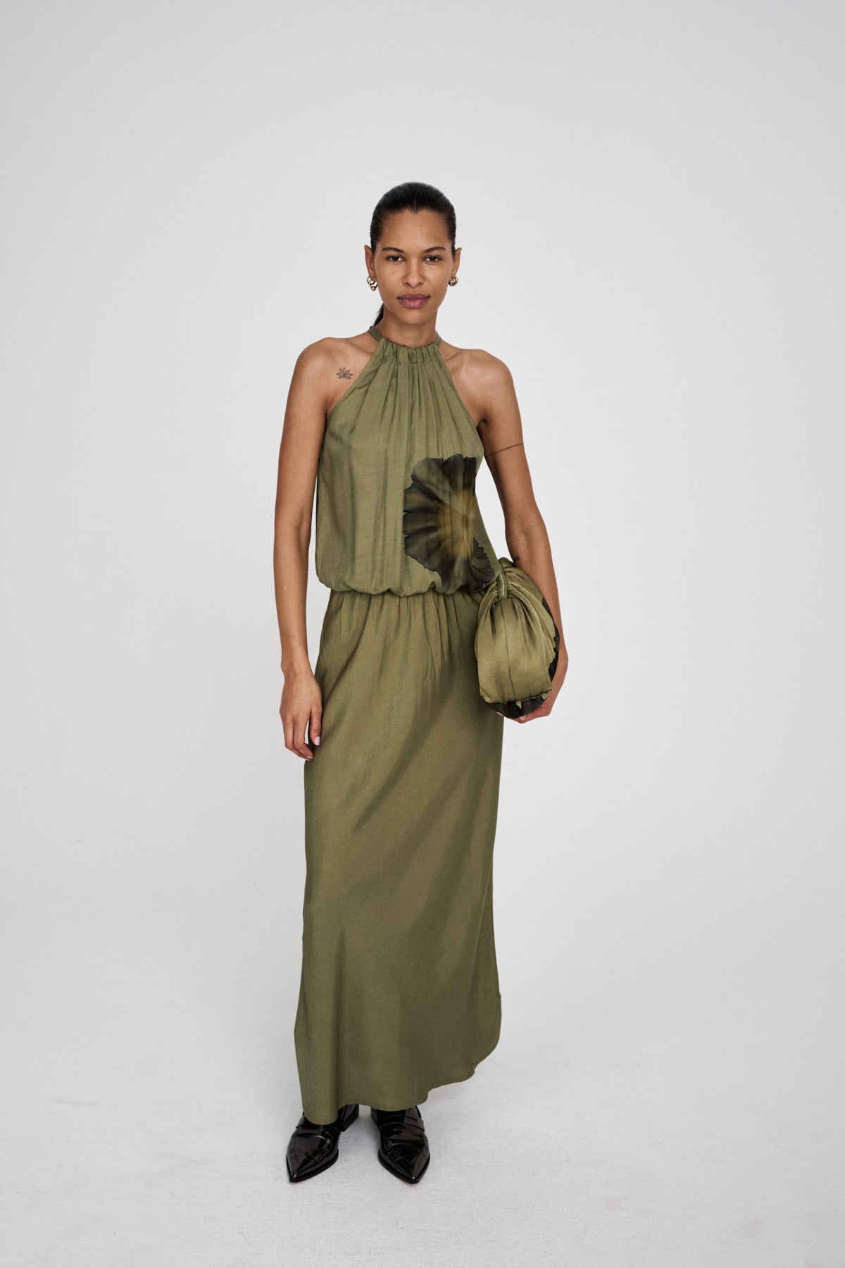 Chanette - Bloom halter dress I Hazelnut combo 1 - Rabens Saloner