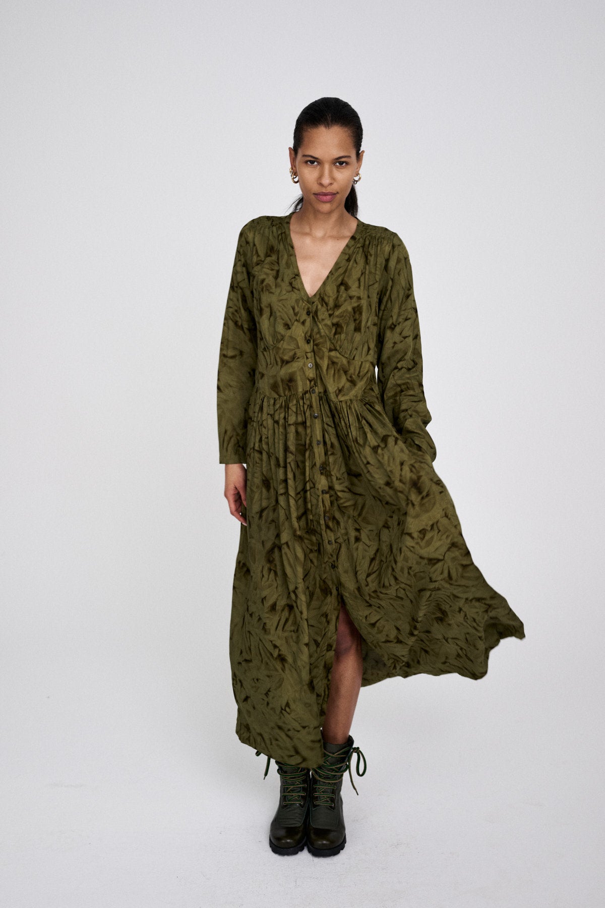 Athena - Crystal vintage dress I Fern green combo 1 - Rabens Saloner