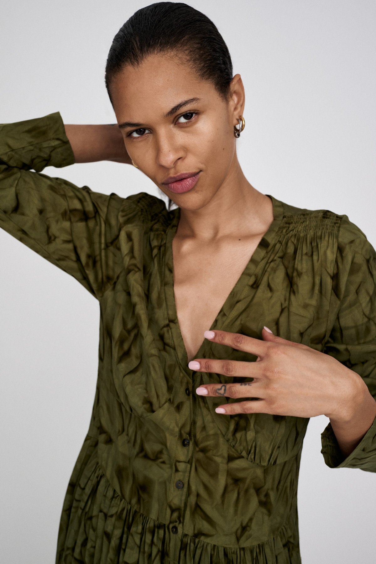 Athena - Crystal vintage dress I Fern green combo 4 - Rabens Saloner