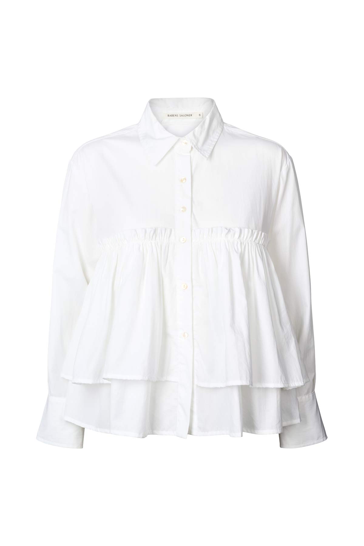 Shaker - Poplin frill shirt I White White XS 1 - Rabens Saloner