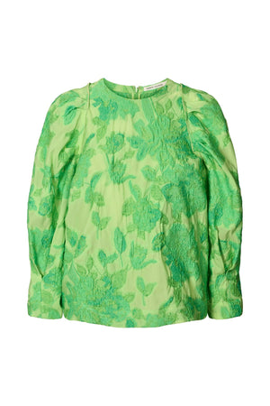 Peyton - Clipped jacquard blouse I Viper green Viper green XS 6 - Rabens Saloner