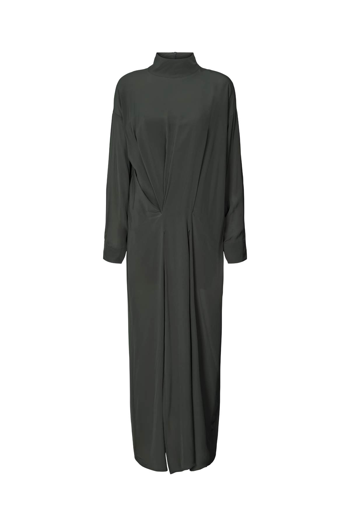 Fabiola - Matte drape zip sleeve dress I Pirate black Pirate black XS 1 - Rabens Saloner