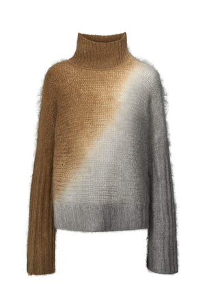 Hiam - Cross dye funnel neck sweater I Dark toffee grey combo Dark toffee grey combo XS 1 - Rabens Saloner