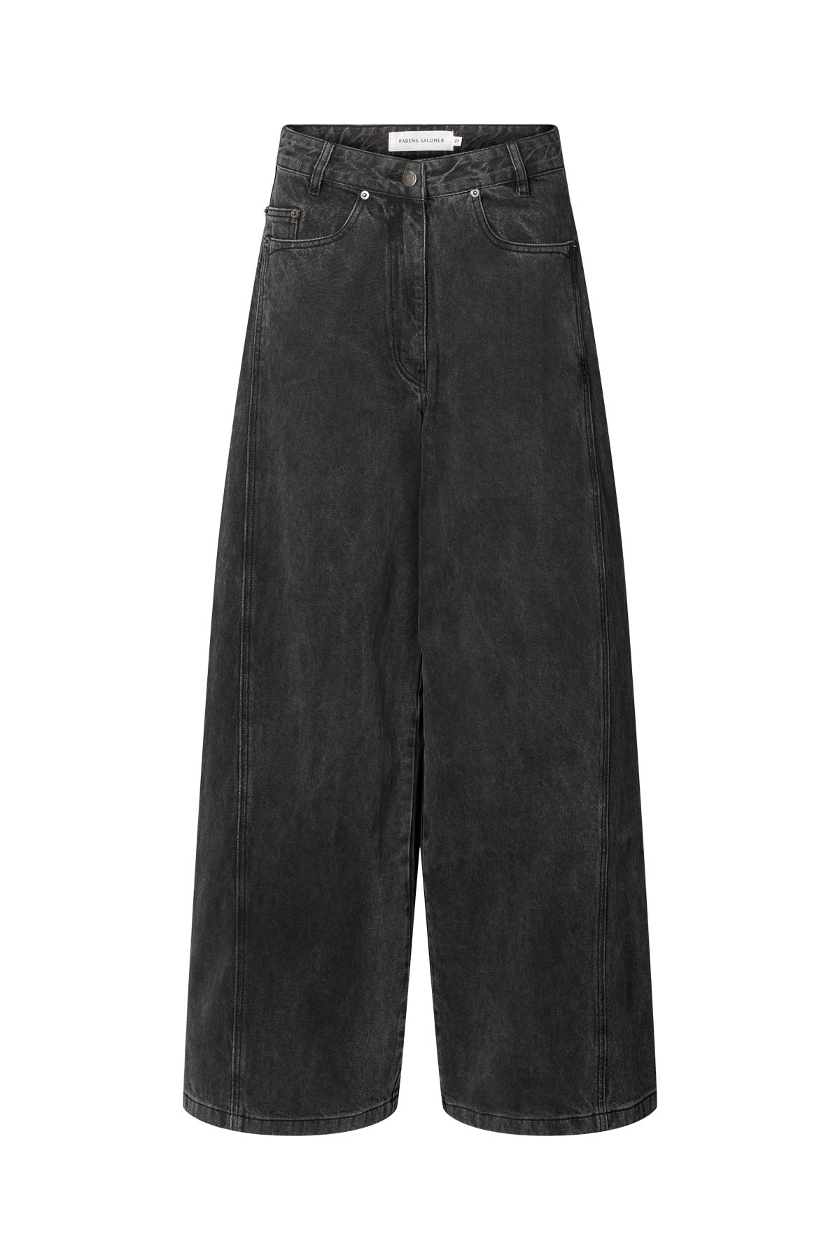 Lane - Denim black wide leg pants I Washed black denim Washed black denim 25 7 - Rabens Saloner