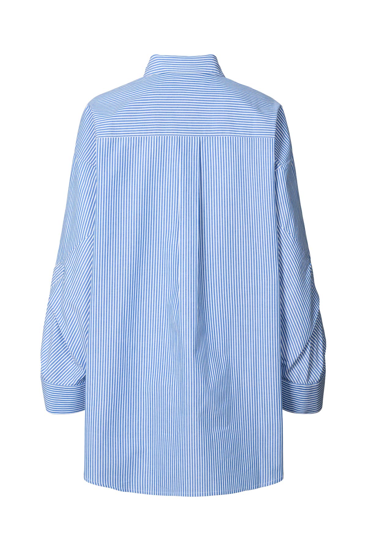 Bobbies - Quilt stripe oversize shirt I Blue white stripe 8 - Rabens Saloner