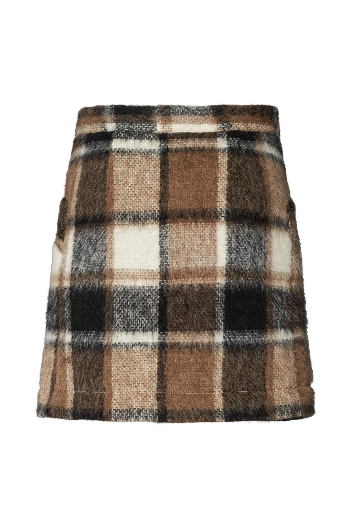 Olympia - Jumbo check short skirt I Brown check 8 - Rabens Saloner