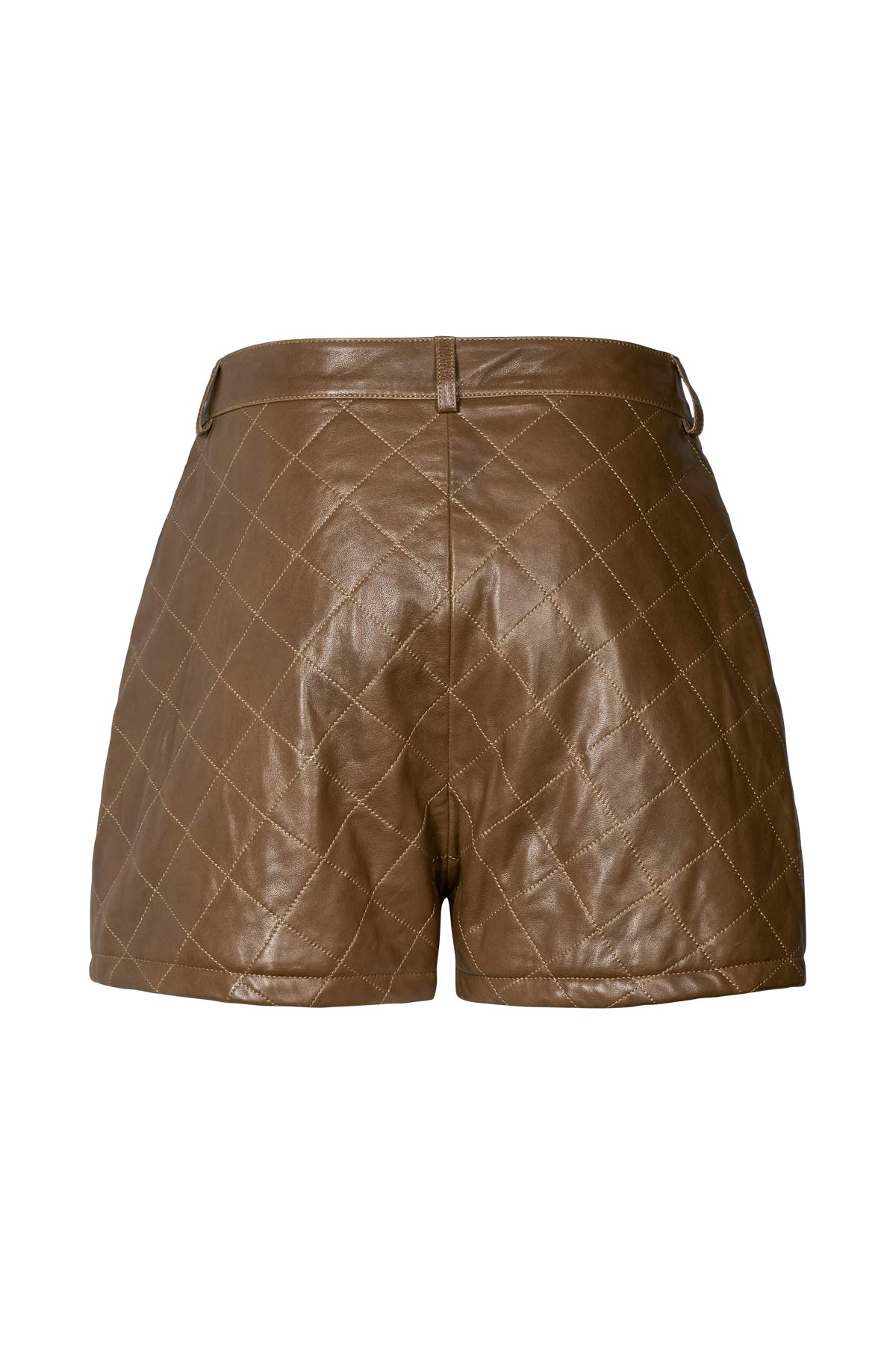 Bet - Quilted leather shorts I Olive 11 - Rabens Saloner