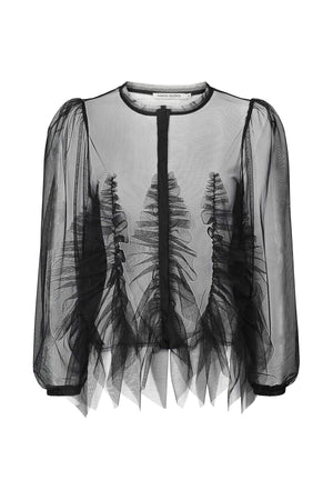 Gida - Frilly tulle shirt I Black Black XS 7 - Rabens Saloner