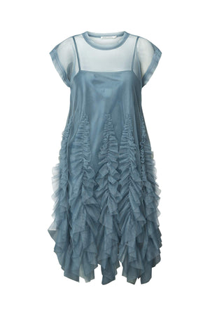 Frilly tulle dress - Ghita I Dusty blue Dusty blue XS 4 - Rabens Saloner