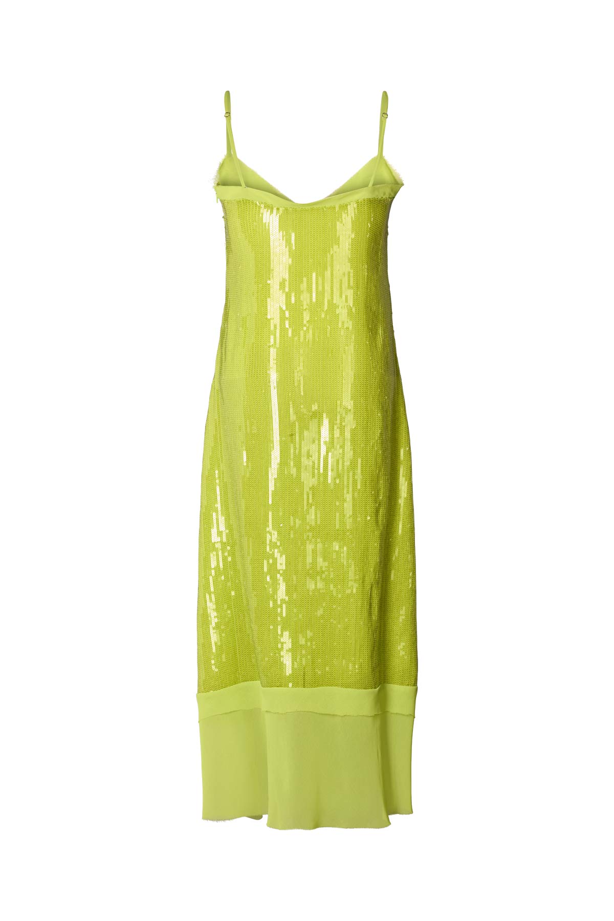 Gloria - Mini sequin strap dress I Chartreuse 6 - Rabens Saloner