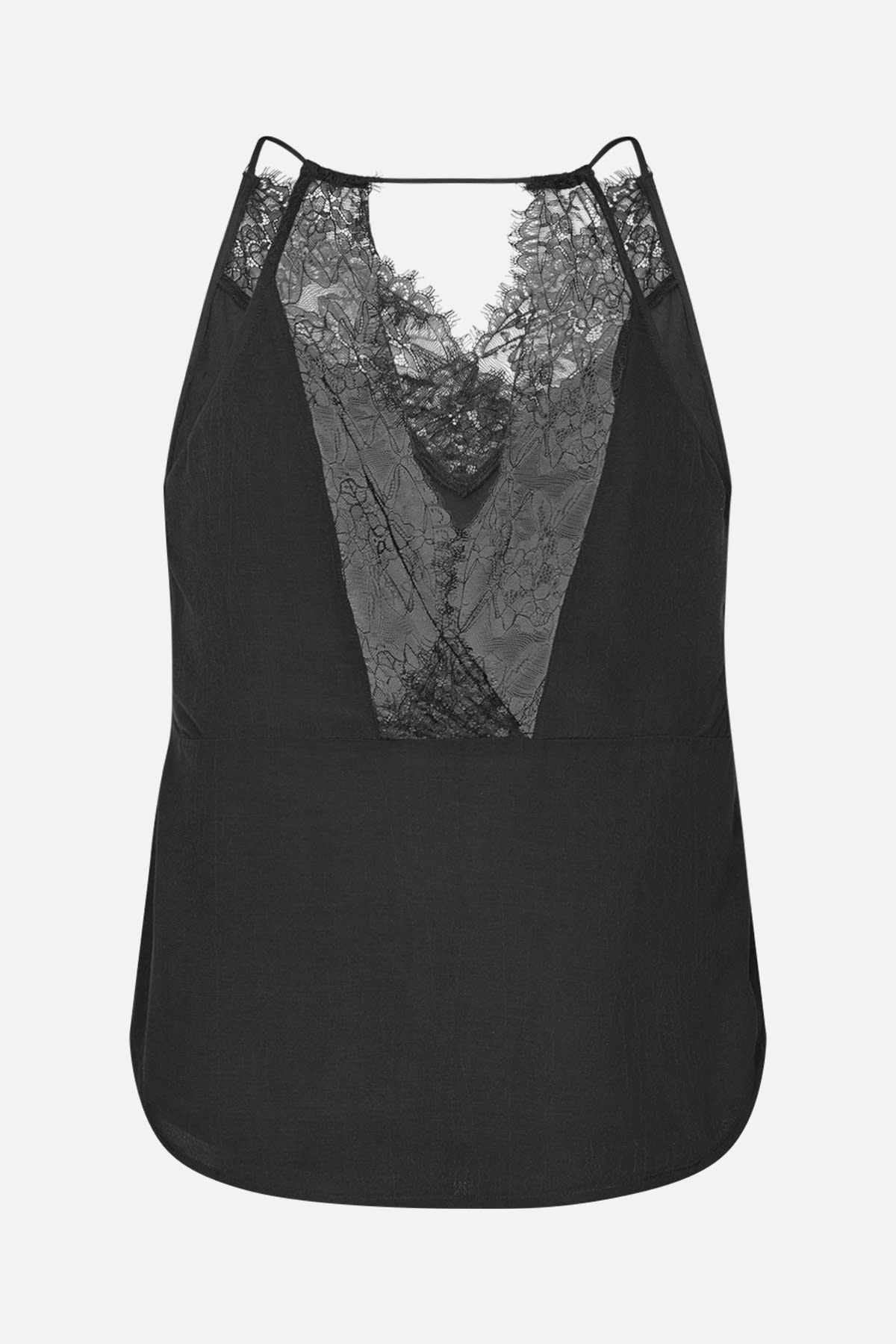 Jodie - Sheer lace camisole I Faded black 2 - Rabens Saloner