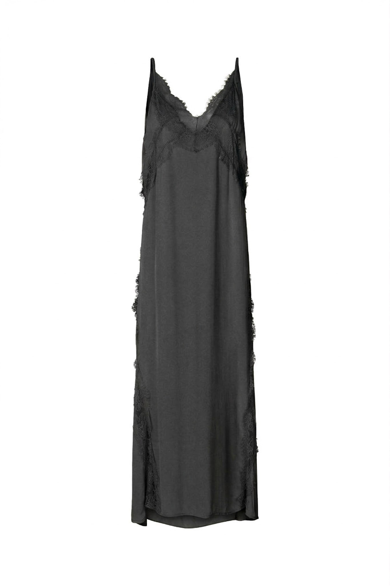 Lilou - Sheer lace panelled dress I Faded black