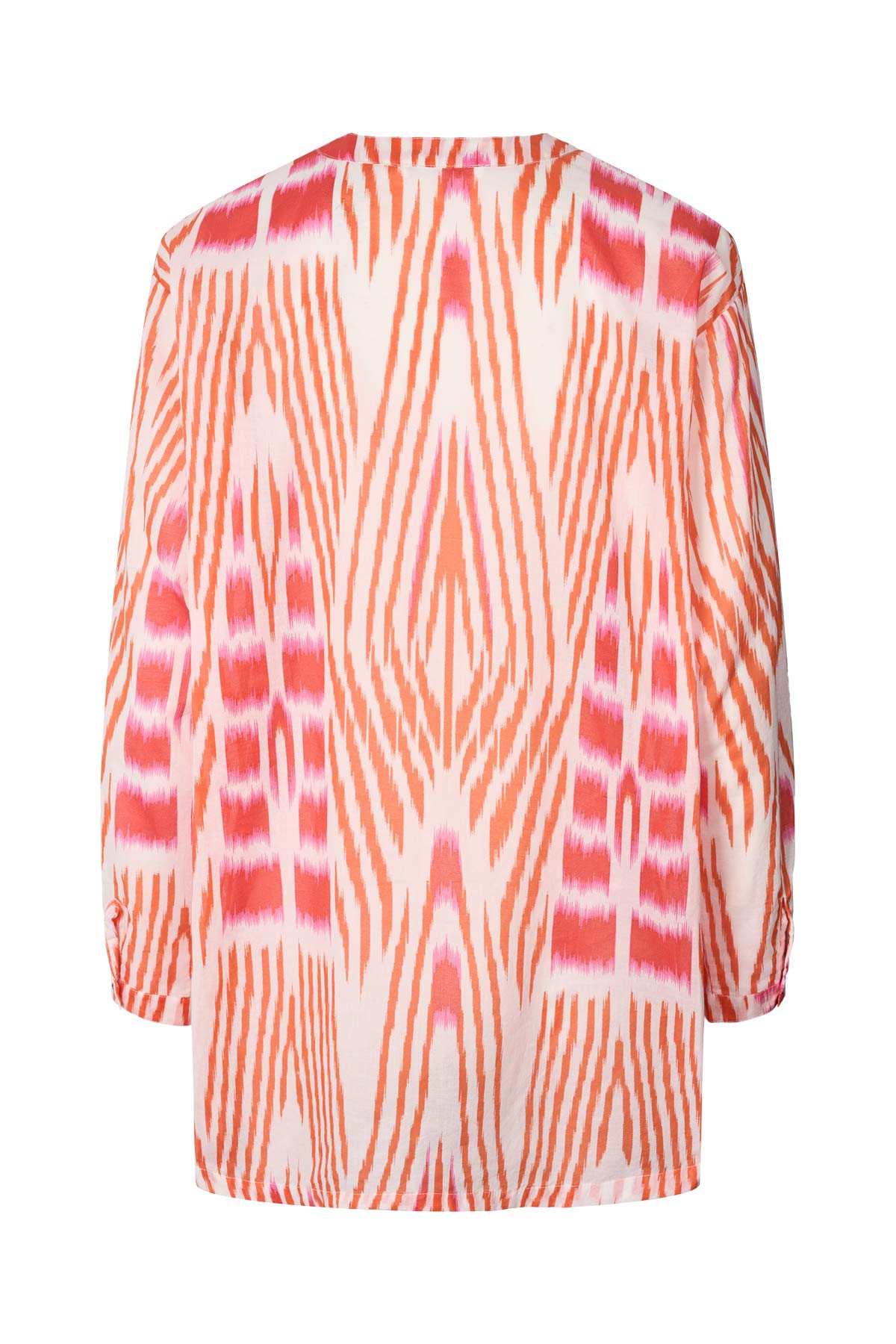 Sibyl - Ikat voile shirt I Mandarin pink ivory 5 - Rabens Saloner