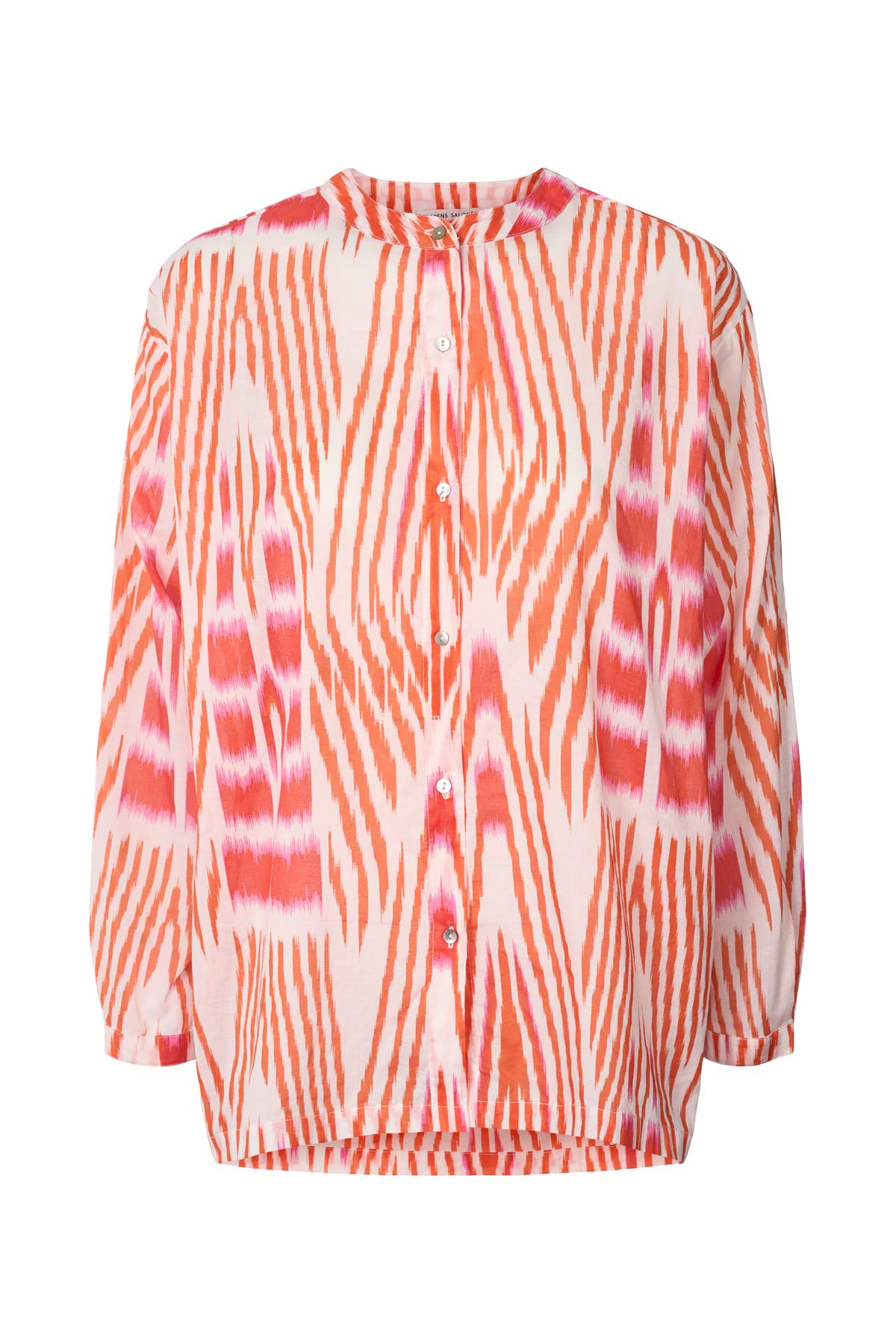 Sibyl - Ikat voile shirt I Mandarin pink ivory Mandarin pink ivory XS 4 - Rabens Saloner
