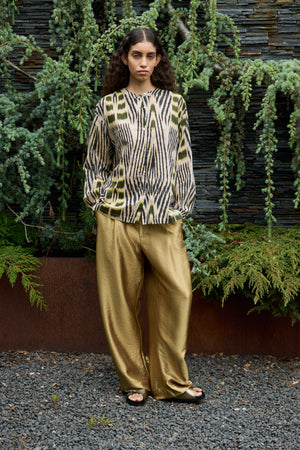 Sibyl - Ikat voile shirt I Forest pink sand Forest pink sand XS 6 - Rabens Saloner