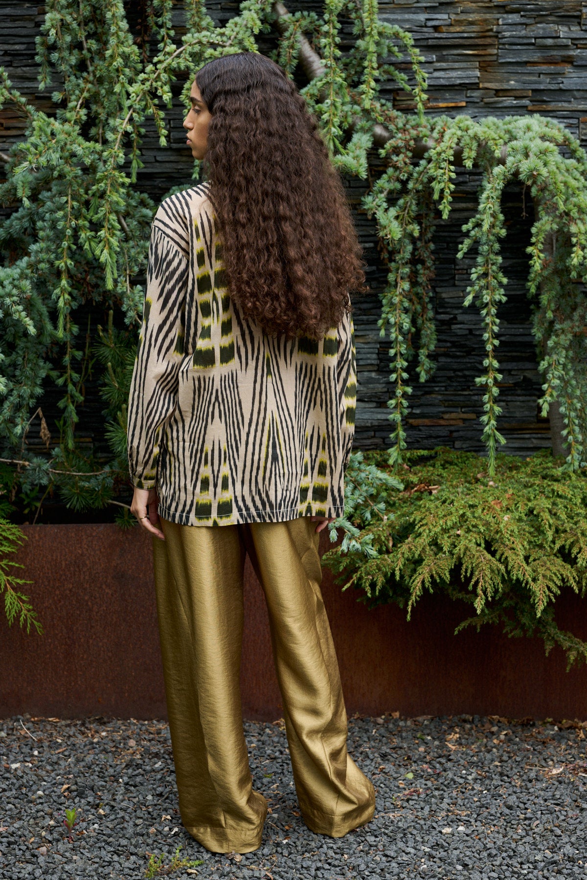 Sibyl - Ikat voile shirt I Forest pink sand 8 - Rabens Saloner