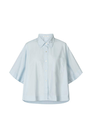 Berte - Poplin curved hem shirt I Light blue Light blue XS/S 1 - Rabens Saloner