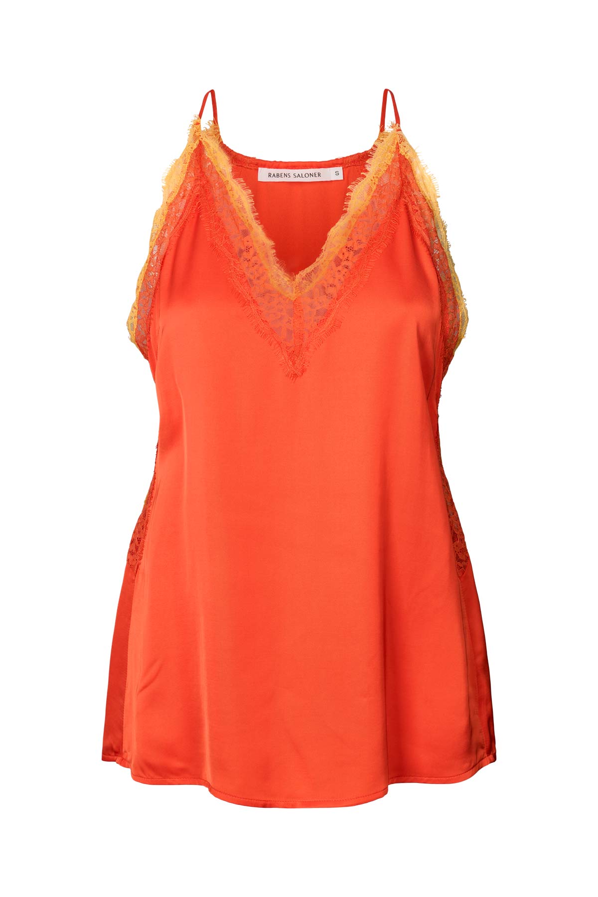 Soho - Contrast lace camisole top I Deep mandarin Deep mandarin XS 6 - Rabens Saloner