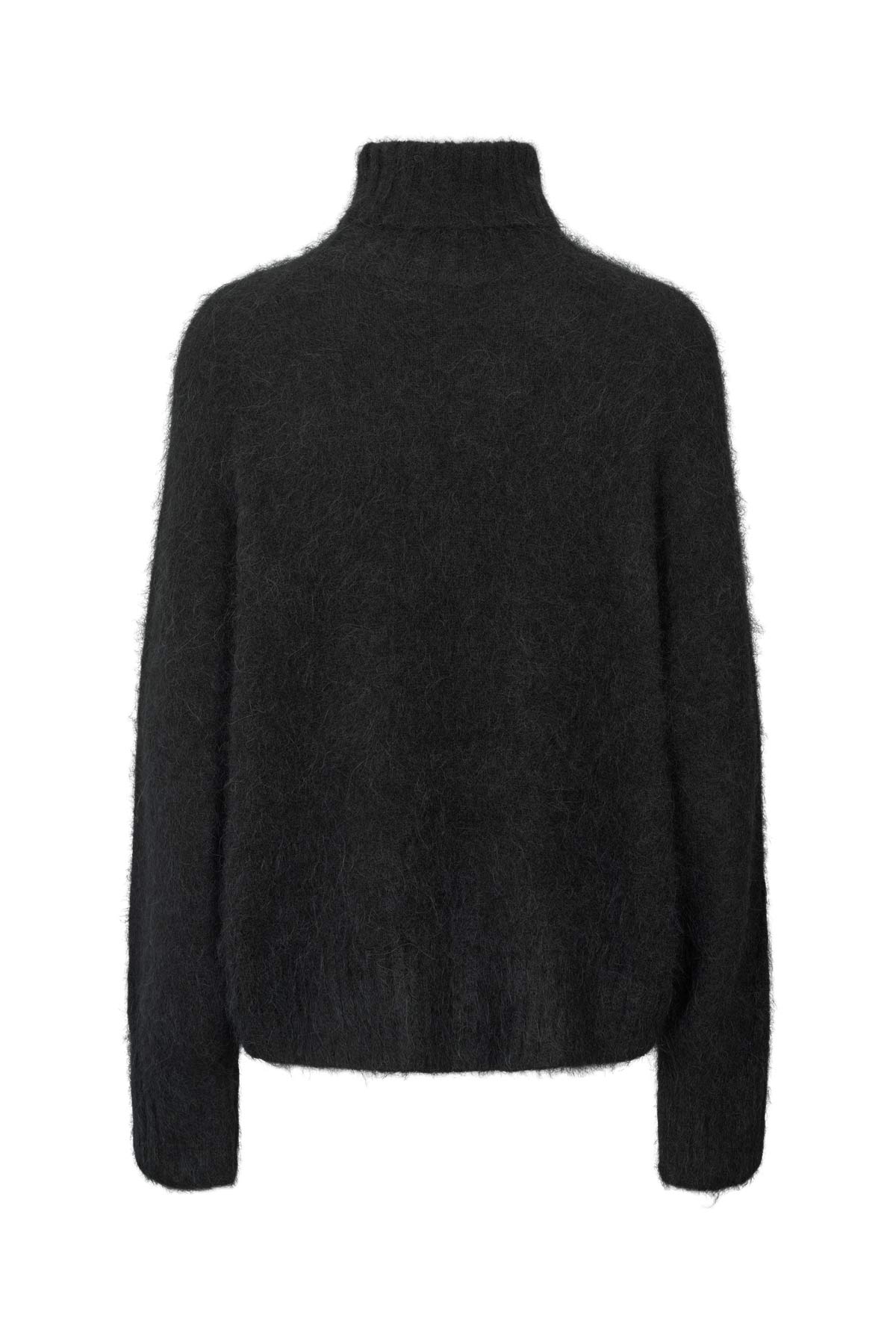 Mabeka - Fluffy knit funnel-neck sweater I Black 5 - Rabens Saloner