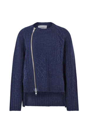 Luka - Patchwork knit cardigan I Indigo Indigo XS 4 - Rabens Saloner