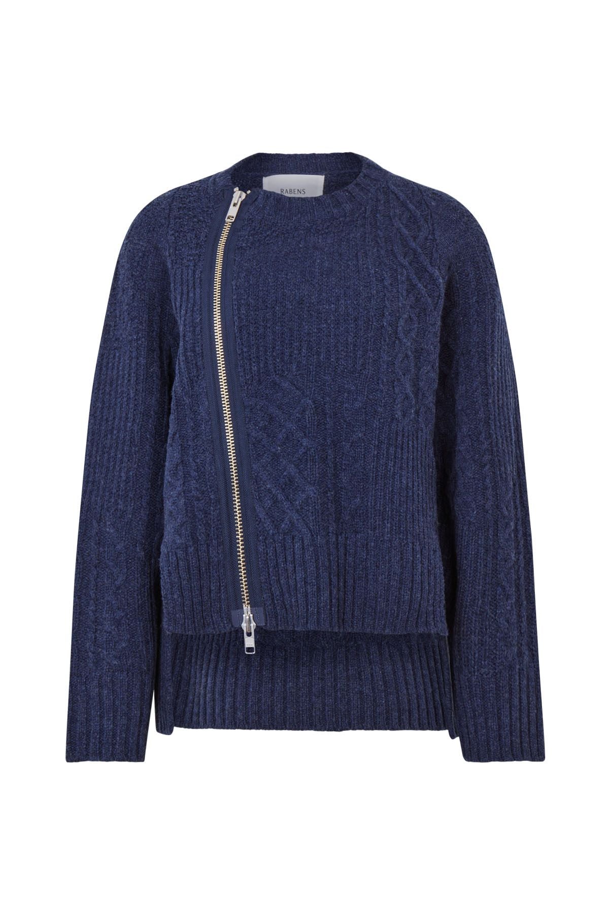 Luka - Patchwork knit cardigan I Indigo Indigo XS 4 - Rabens Saloner
