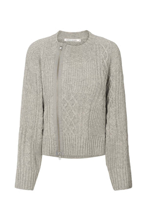 Luka - Patchwork knit cardigan I Light grey melange Light grey melange XS 1 - Rabens Saloner