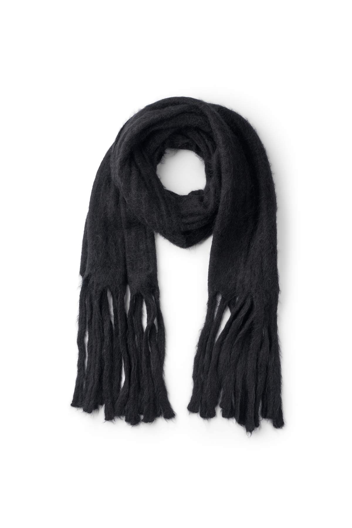 Emillia - Fluffy knit scarf I Black 2 - Rabens Saloner