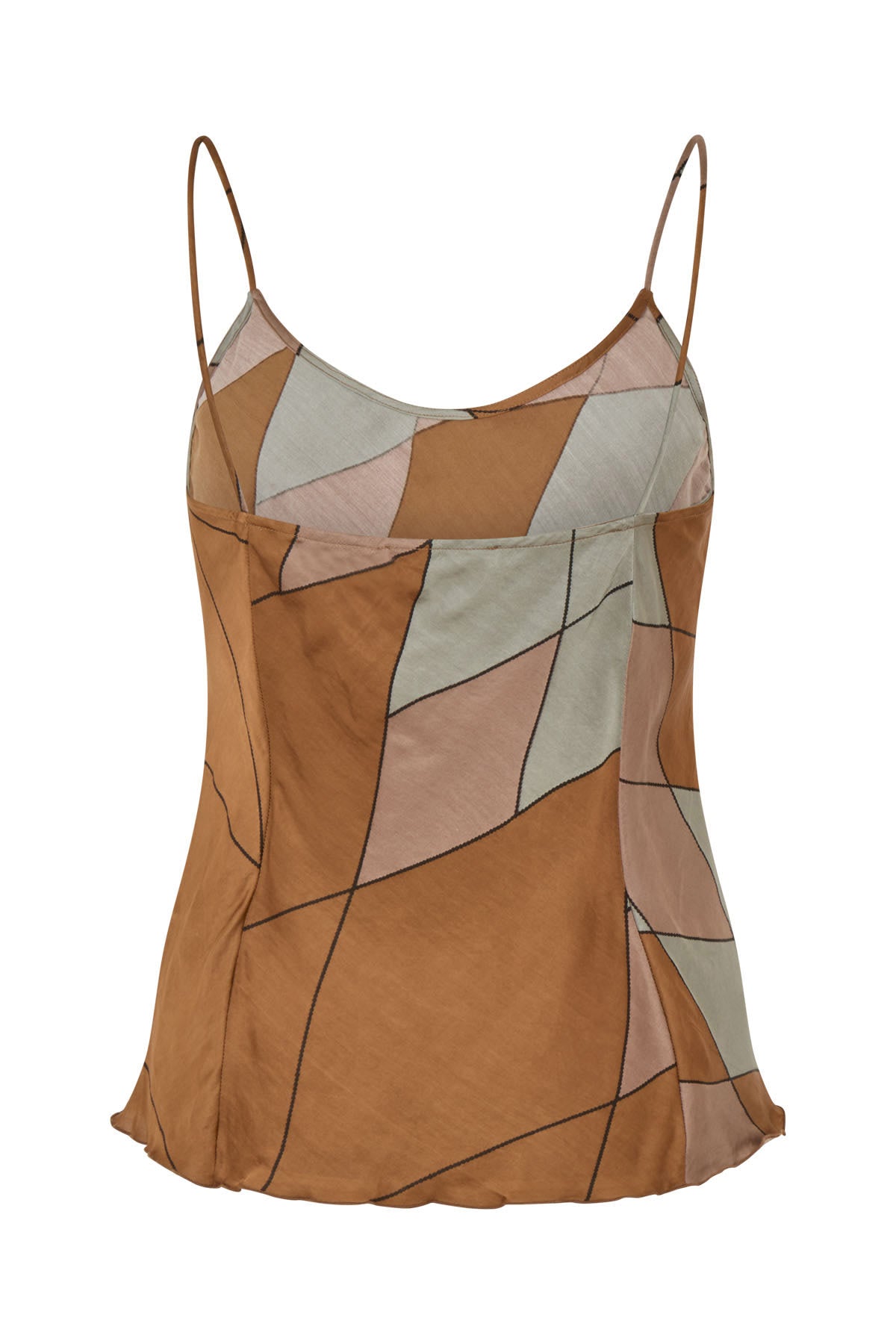 Lise - Diamond print bias camisole I Rust combo 5 - Rabens Saloner