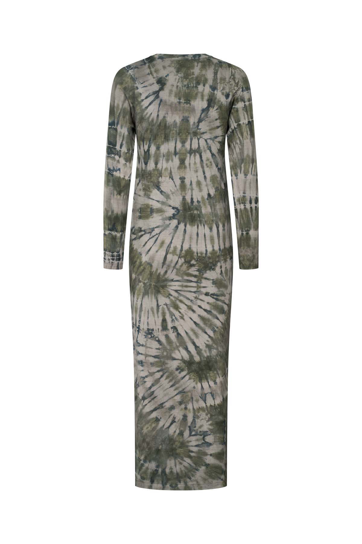 Simi - Lava long jersey dress I Grey green combo 5 - Rabens Saloner
