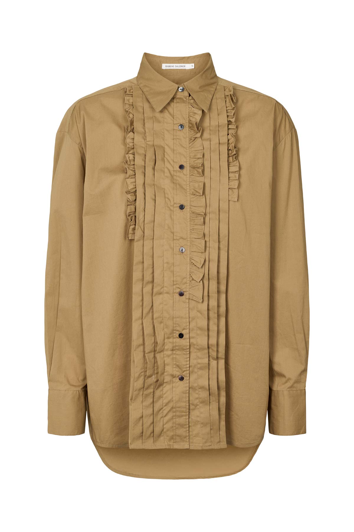 Dim - Poplin front frill shirt I Havanna brown Havanna brown XS 4 - Rabens Saloner