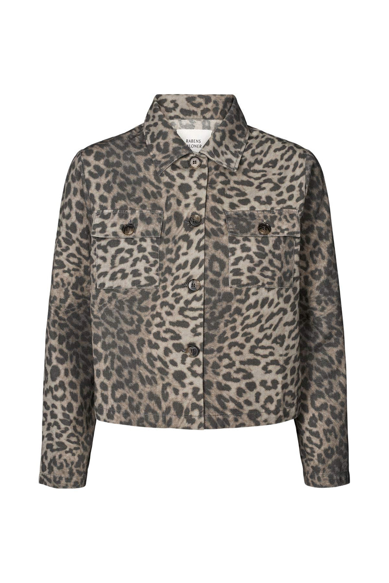 Aleksandra Leopard print short jacket I Snow leopard