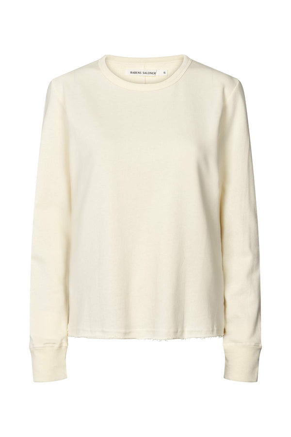 Hila - Light stretch crew neck top I Winter white    1 - Rabens Saloner