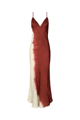 Gyta - Coastal ruched bust bias dress I Burgundy chalk combo 4 - Rabens Saloner