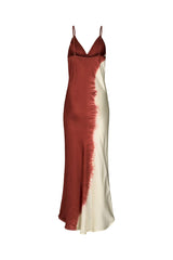 Gyta - Coastal ruched bust bias dress I Burgundy chalk combo 5 - Rabens Saloner