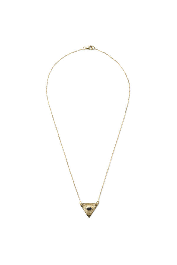 Nafsu - Gold plated chain w/ Triangle Eye Pendant I Black Sapphire