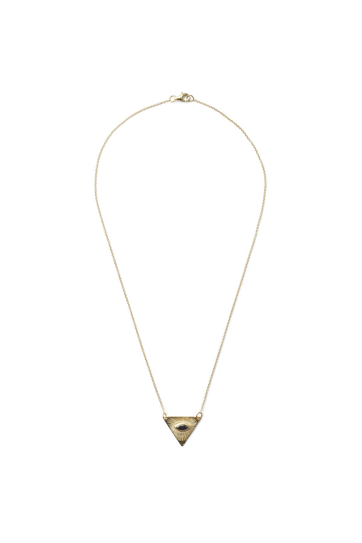 Nafsu - Gold plated chain w/ Triangle Eye Pendant I Black Sapphire Black Sapphire 1 - Rabens Saloner