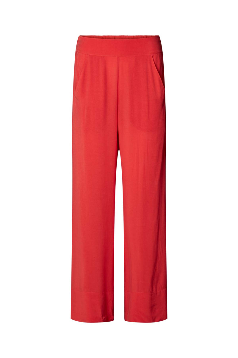 Alisa - Sandwashed wide leg pant I Red Red XS  6 - Rabens Saloner